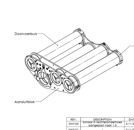 Technische tekening funderingsdoorvoer