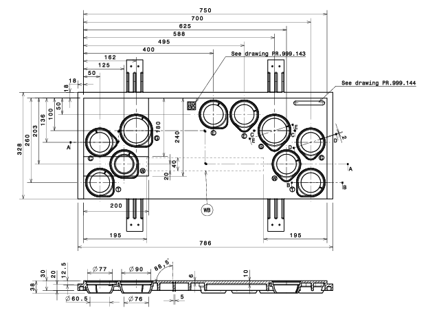 Technische tekening Meterkastvloerplaat